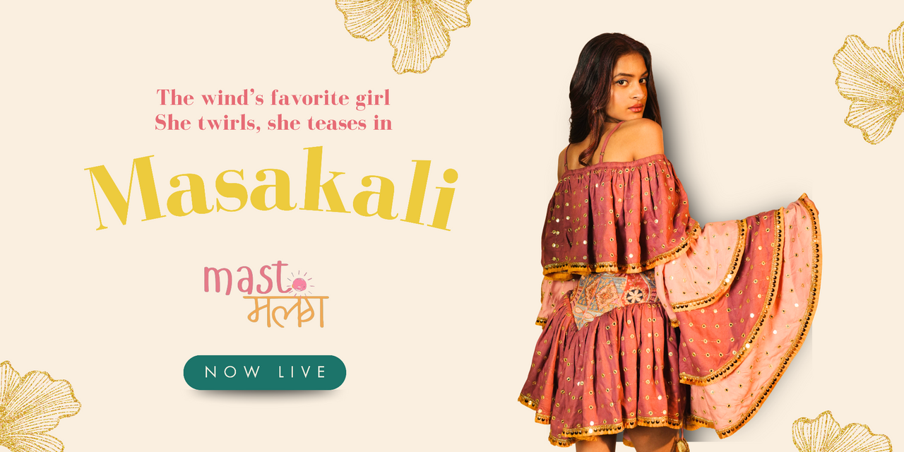 Promotional banner for the Masakali collection—now live with playful pastel boho style by Famameha